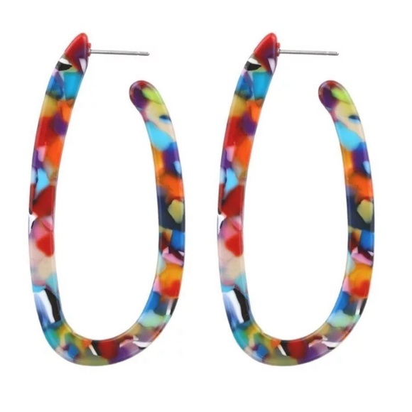 ✨3for$38 New Anthro Skinny Confetti Multicolor Hoop Earrings - Picture 4 of 12